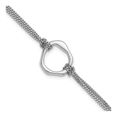 Sterling Silver 1.5mm Abstract 2-Strand Curb Chain Bracelet