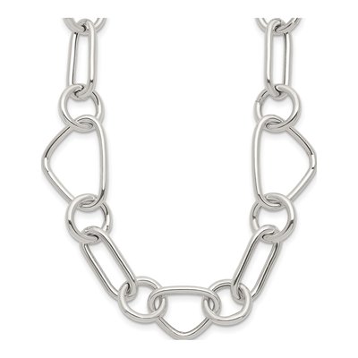 Sterling Silver 16.5mm Triangle Round Oval Link Chain