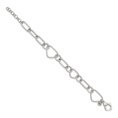 Sterling Silver 16.5mm Round Oval Link Chain Bracelet – view 3