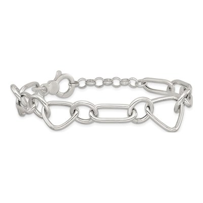 Sterling Silver 16.5mm Round Oval Link Chain Bracelet – view 4