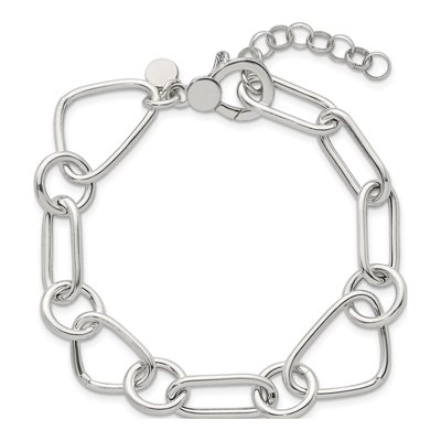 Sterling Silver 16.5mm Round Oval Link Chain Bracelet – view 5
