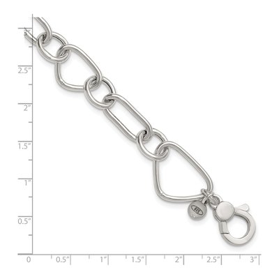 Sterling Silver 16.5mm Round Oval Link Chain Bracelet – view 6