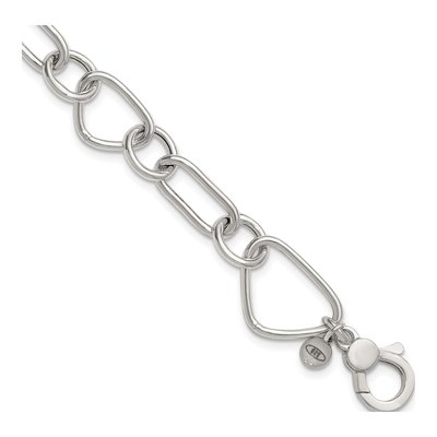 Sterling Silver 16.5mm Round Oval Link Chain Bracelet