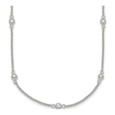 Sterling Silver CZ Beaded Necklace
