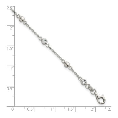 Sterling Silver CZ Beaded Station Bracelet – view 6