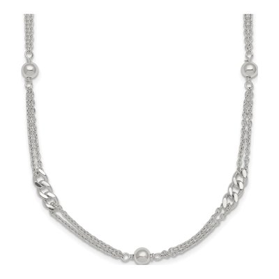 Sterling Silver Double-Strand Beaded Necklace