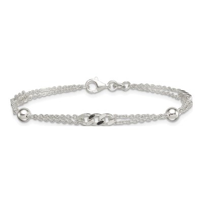 Sterling Silver Double-Strand Beaded Bracelet – view 4