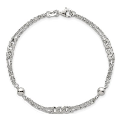 Sterling Silver Double-Strand Beaded Bracelet – view 5