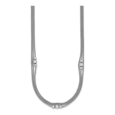 Sterling Silver Triple Strand Beaded Necklace – view 3