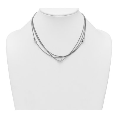 Sterling Silver Triple Strand Beaded Necklace – view 4