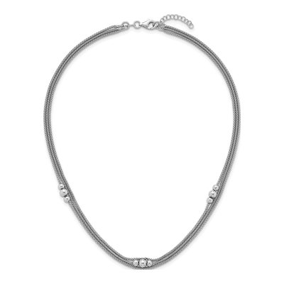 Sterling Silver Triple Strand Beaded Necklace – view 5
