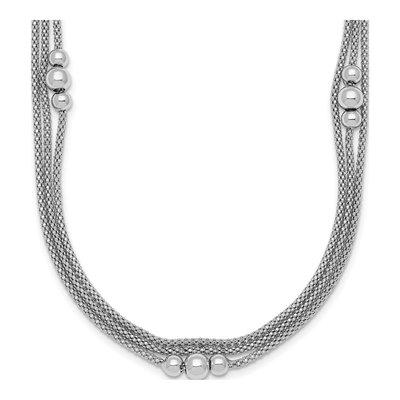 Sterling Silver Triple Strand Beaded Necklace