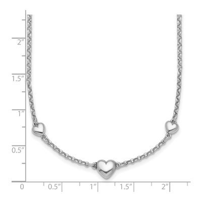 Sterling Silver Puffed Hearts Necklace – view 6