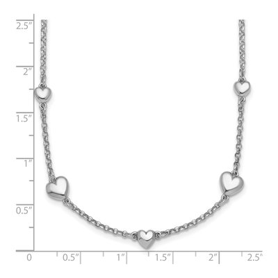 Sterling Silver Five Puffed Hearts Necklace – view 6