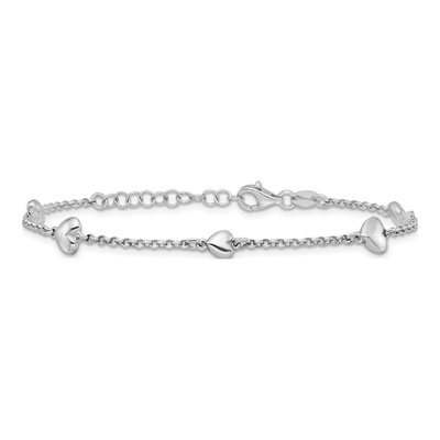 Sterling Silver Five Puffed Hearts Bracelet – view 4