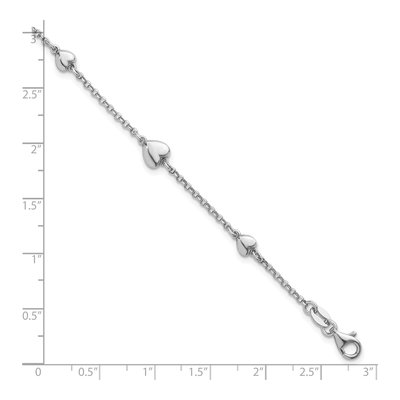 Sterling Silver Five Puffed Hearts Bracelet – view 6