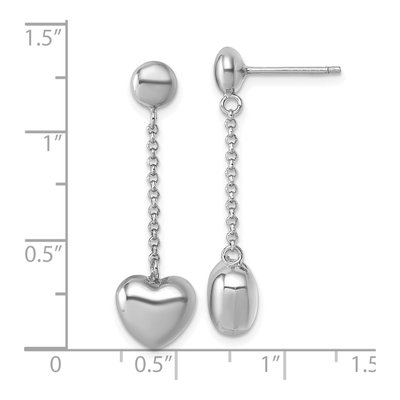 Sterling Silver Puffed Heart Dangle Earrings – view 4
