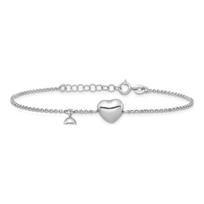 Sterling Silver Puffed Heart Bracelet – view 4