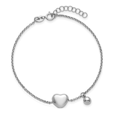 Sterling Silver Puffed Heart Bracelet – view 5