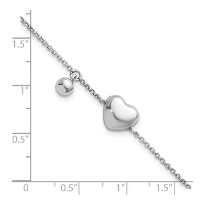 Sterling Silver Puffed Heart Bracelet – view 6