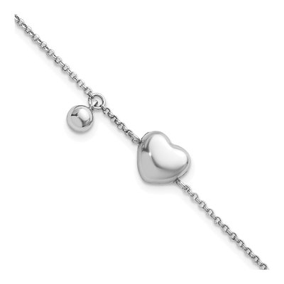 Sterling Silver Puffed Heart Bracelet