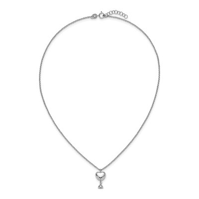 Sterling Silver Puffed Heart Ball Necklace – view 5