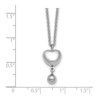 Sterling Silver Puffed Heart Ball Necklace – view 6