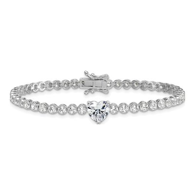 Sterling Silver CZ Heart Round Bracelet – view 4