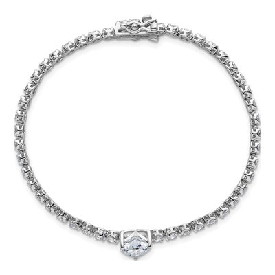 Sterling Silver CZ Heart Round Bracelet – view 5