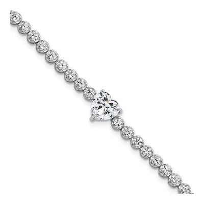 Sterling Silver CZ Heart Round Bracelet