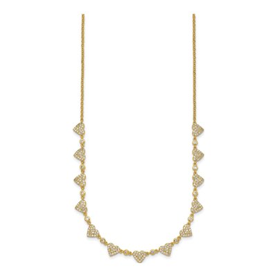 Gold-Plated Sterling Silver CZ Hearts Necklace – view 3