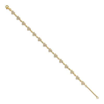 Gold-Plated Sterling Silver CZ Hearts Bracelet – view 3