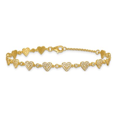 Gold-Plated Sterling Silver CZ Hearts Bracelet – view 4