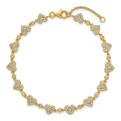 Gold-Plated Sterling Silver CZ Hearts Bracelet – view 5