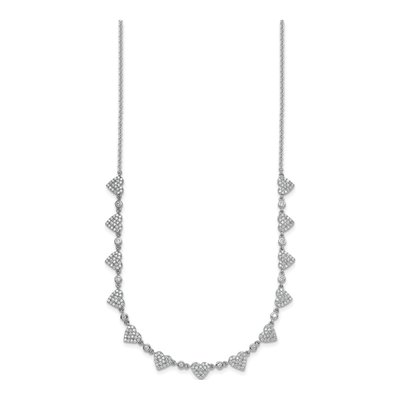 Sterling Silver CZ Pave Hearts Necklace – view 3