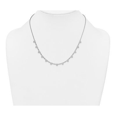Sterling Silver CZ Pave Hearts Necklace – view 4