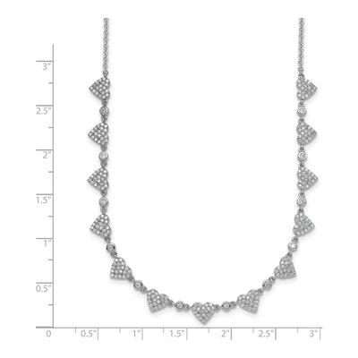 Sterling Silver CZ Pave Hearts Necklace – view 6