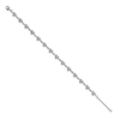 Sterling Silver CZ Pave Heart Bracelet – view 3