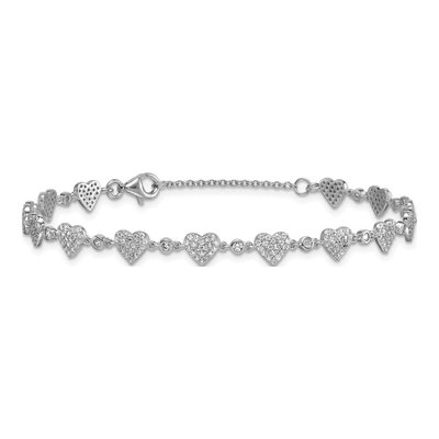 Sterling Silver CZ Pave Heart Bracelet – view 4