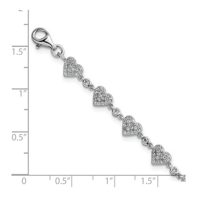 Sterling Silver CZ Pave Heart Bracelet – view 6