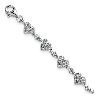 Sterling Silver CZ Pave Heart Bracelet