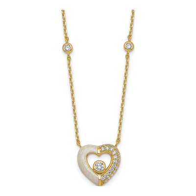 Gold-Plated Sterling Silver CZ Open Heart Necklace