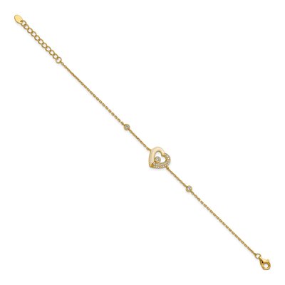 Gold-Plated Sterling Silver CZ Open Heart Bracelet – view 3