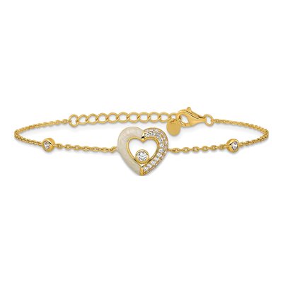 Gold-Plated Sterling Silver CZ Open Heart Bracelet – view 4