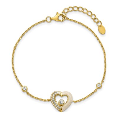 Gold-Plated Sterling Silver CZ Open Heart Bracelet – view 5