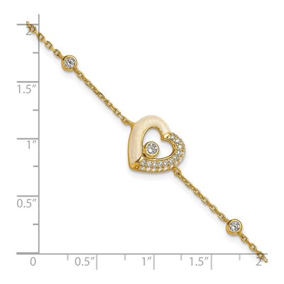 Gold-Plated Sterling Silver CZ Open Heart Bracelet – view 6
