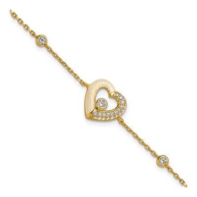 Gold-Plated Sterling Silver CZ Open Heart Bracelet