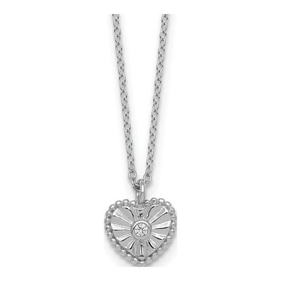 Sterling Silver CZ Heart Necklace