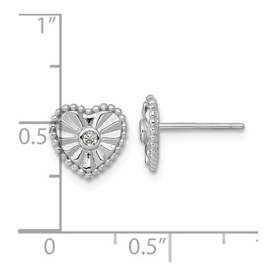 Sterling Silver Round CZ Heart Stud Earrings – view 4
