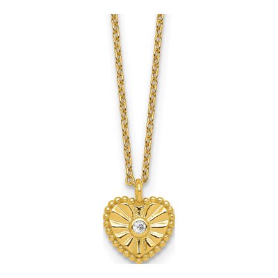 Gold-Plated Sterling Silver CZ Heart Necklace